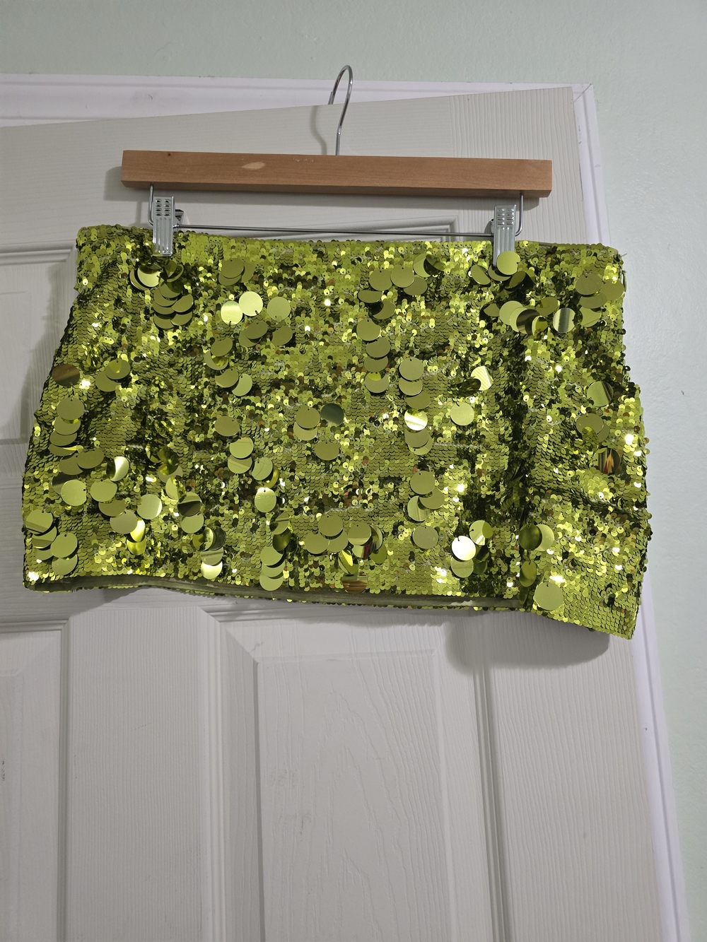 Danielle Guizio Low Rise Sequin Mini Skirt - Lime Green